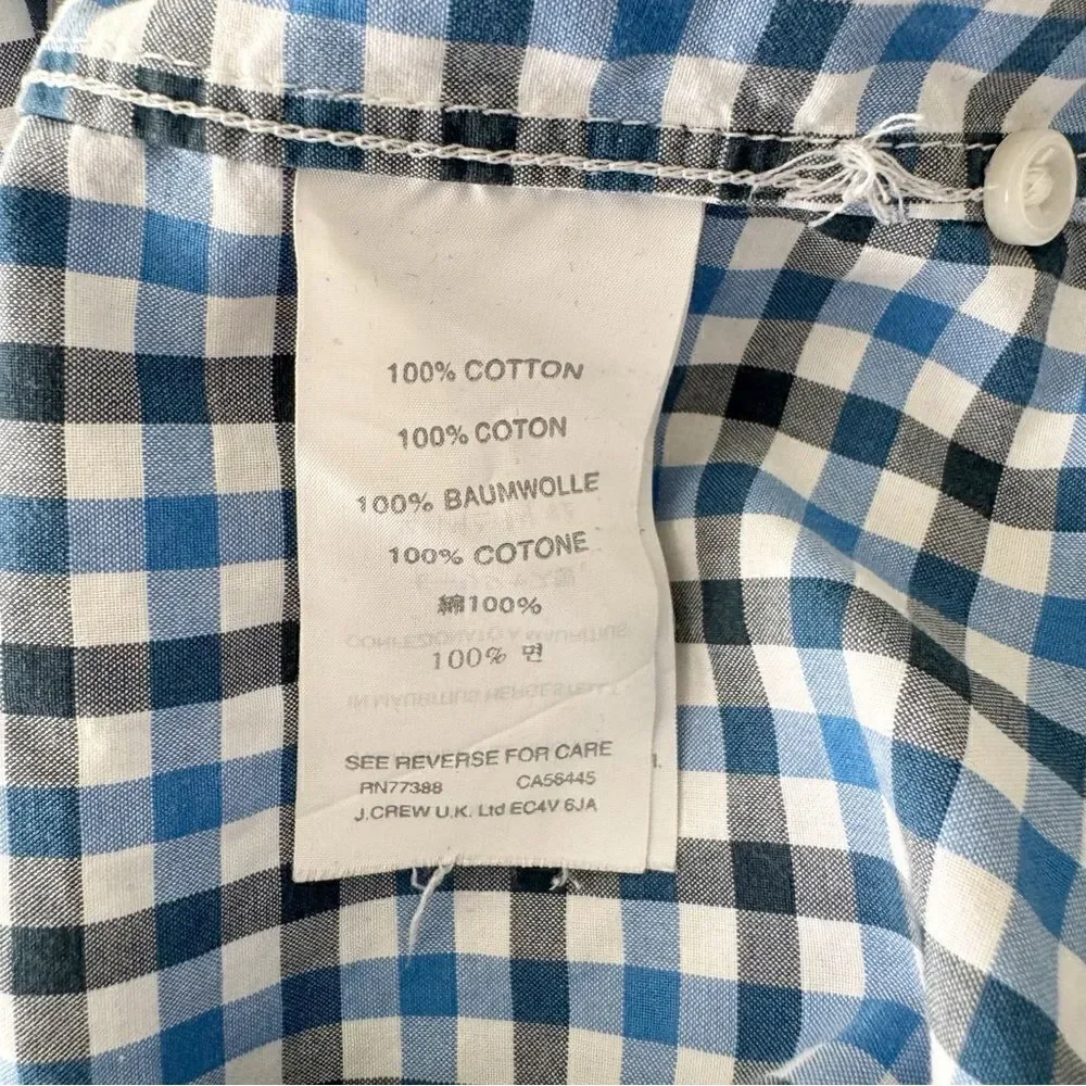 J. Crew Men's Casual Gingham Button Down Shirt - Size Large